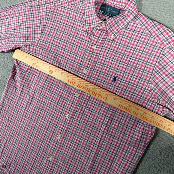Polo Ralph Lauren Shirt Mens Medium Pink Plaid Button Down Classic Fit Pony - Picture 5 of 8